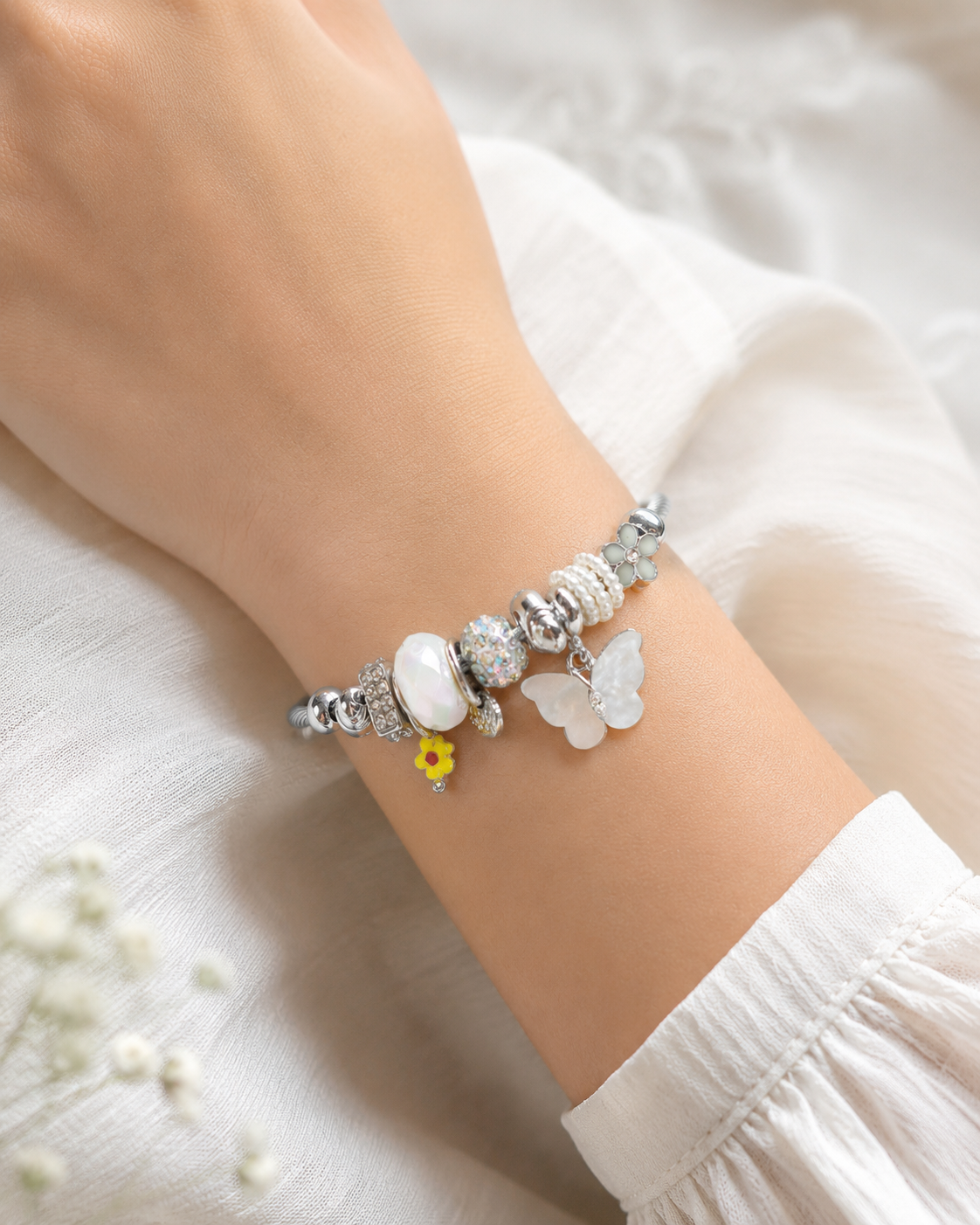 Whimsical Meadow Stainless Steel Charm Pandora