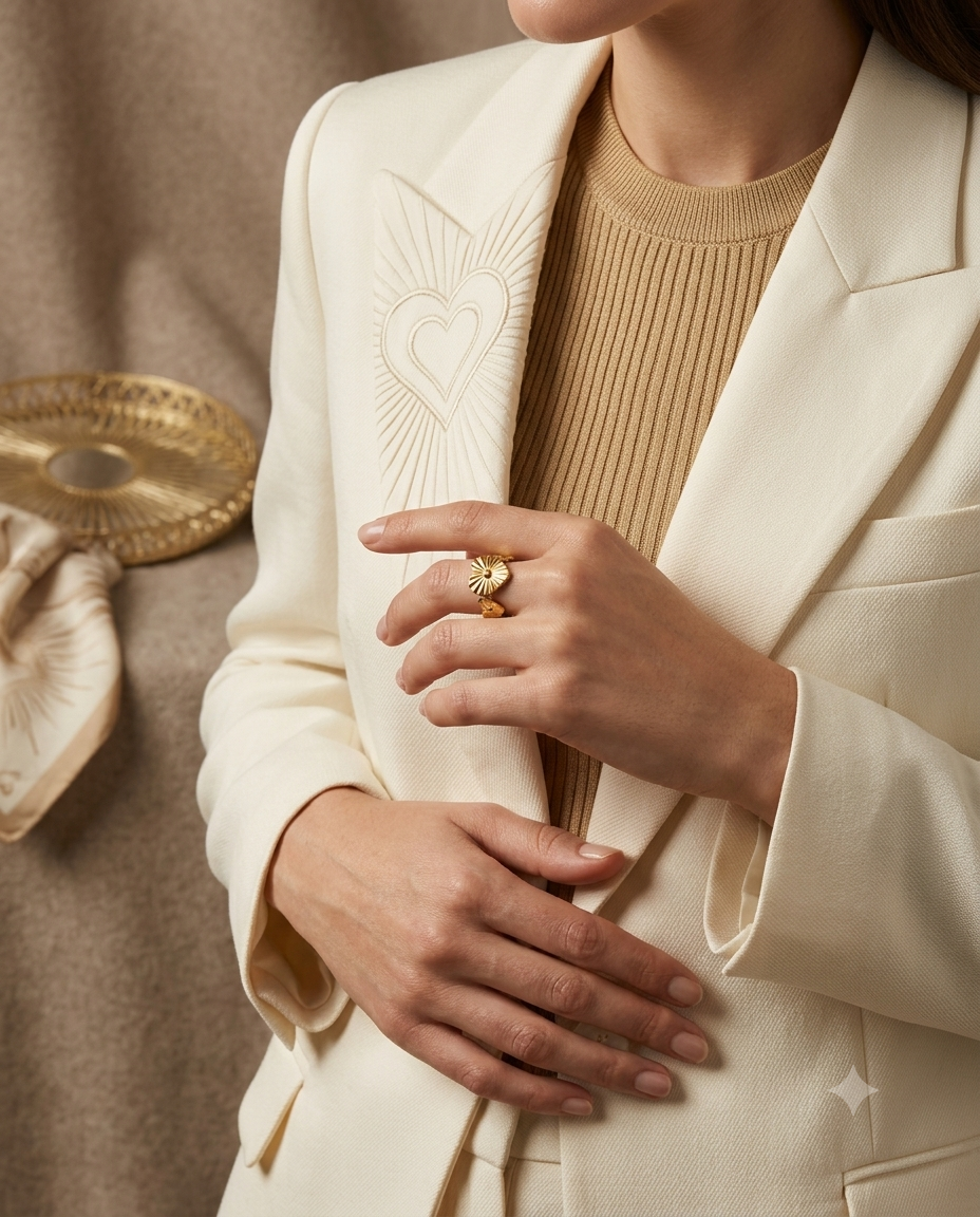 Aura Sunburst Heart Statement Ring