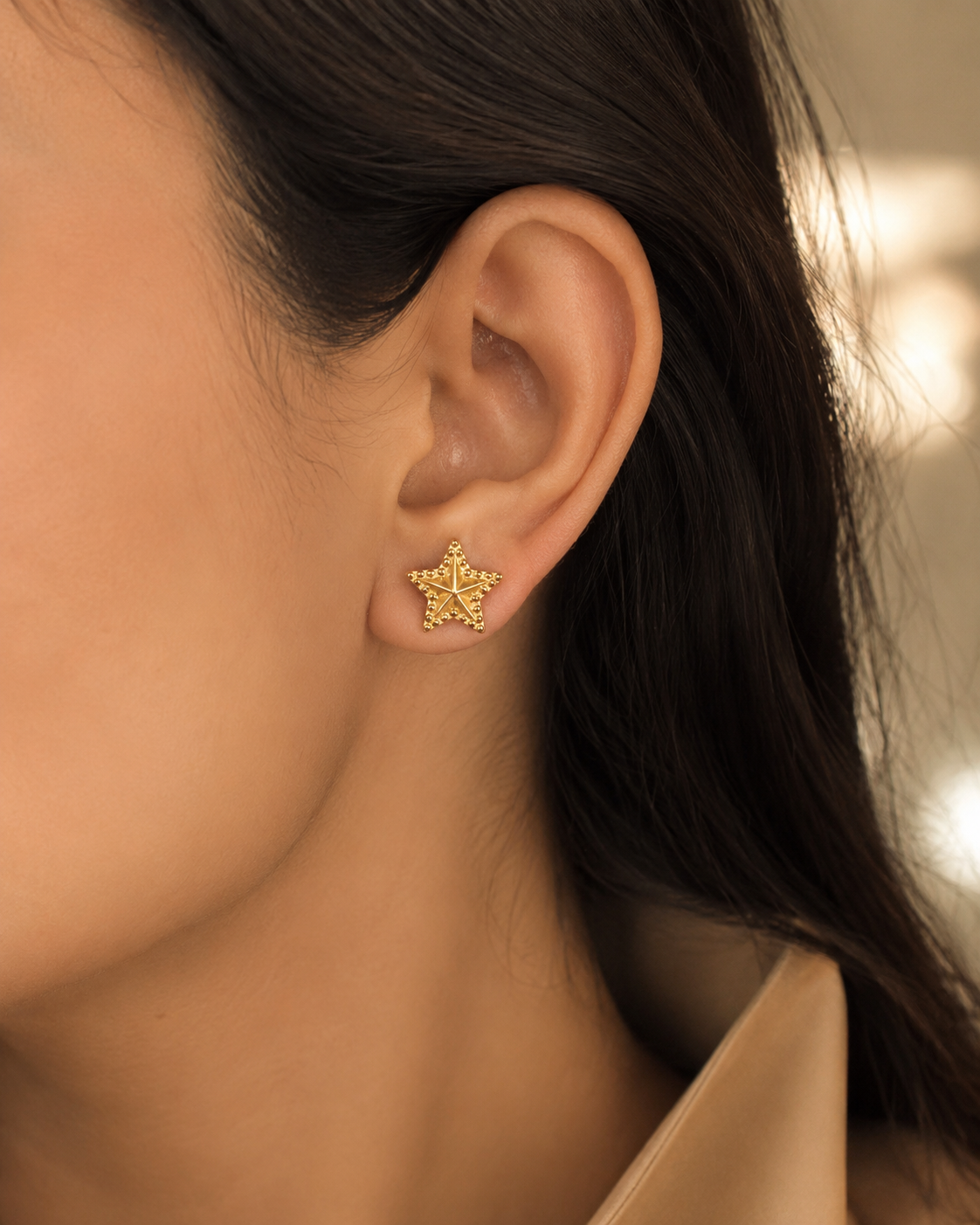 Beaded Star Stud Earrings