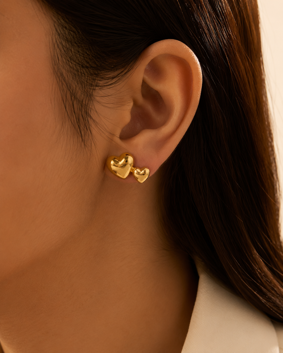 Double Heart Stud Earrings