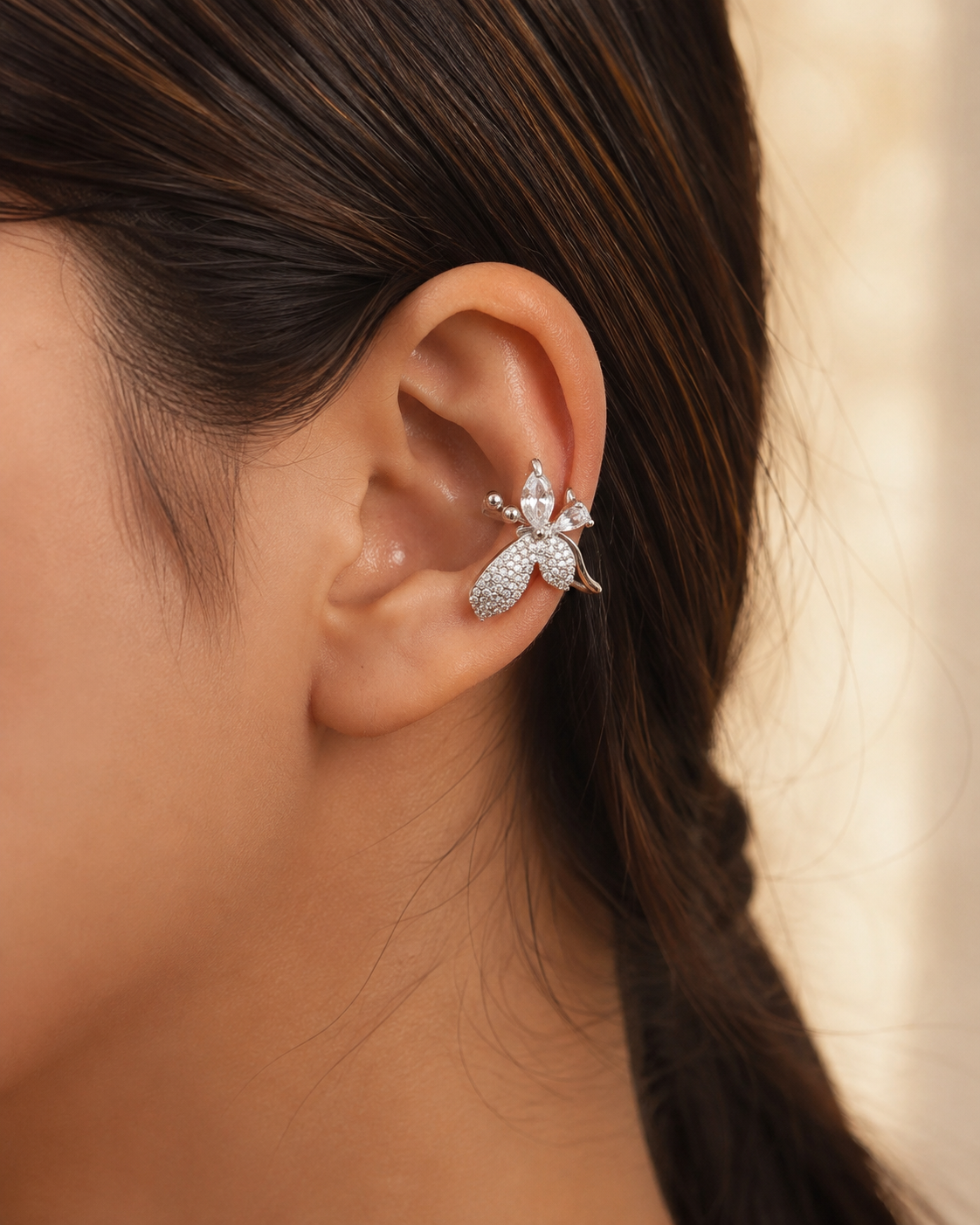 Enchanted Butterfly Zircon Ear Cuff