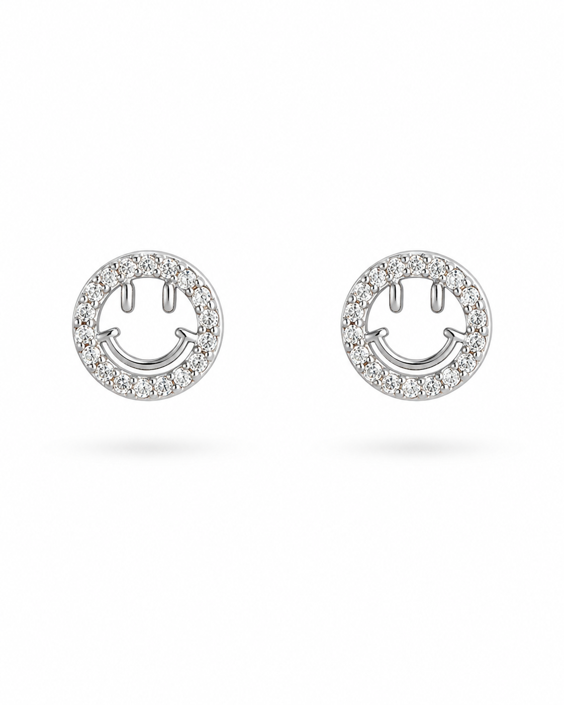 Smiley Face Pave Stud Earrings