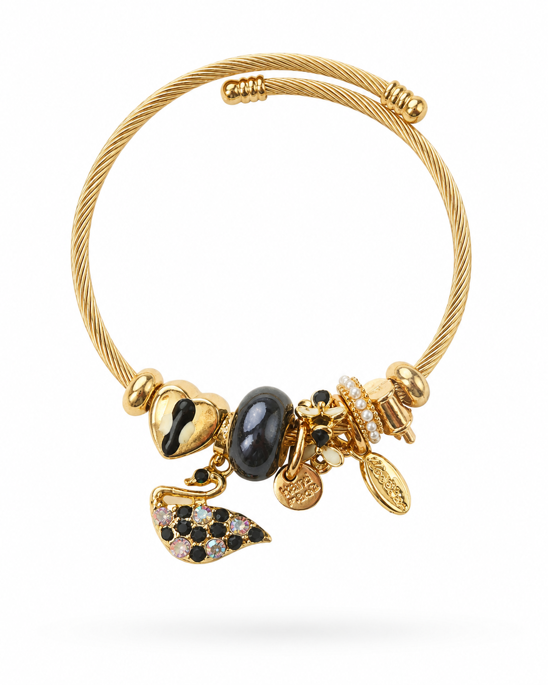 Luxe Swan & Charm Twisted Cable Pandora