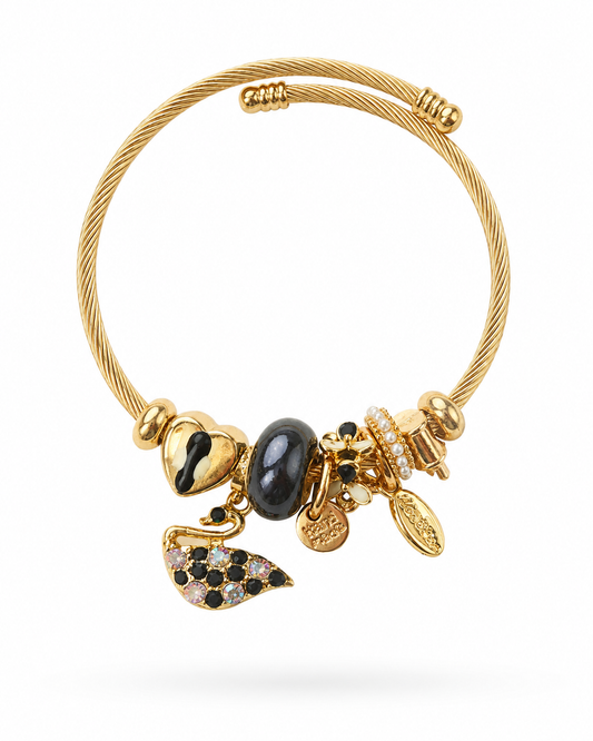 Luxe Swan & Charm Twisted Cable Pandora