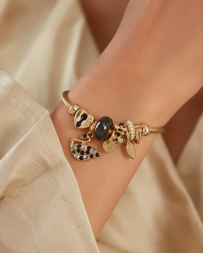 Luxe Swan & Charm Twisted Cable Pandora