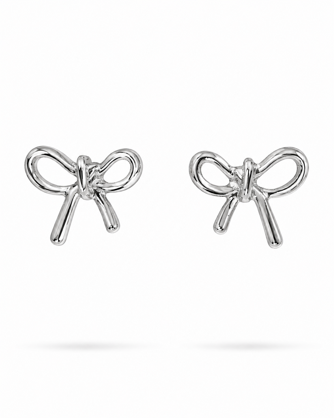 Minimalist Silver Bow Stud Earrings