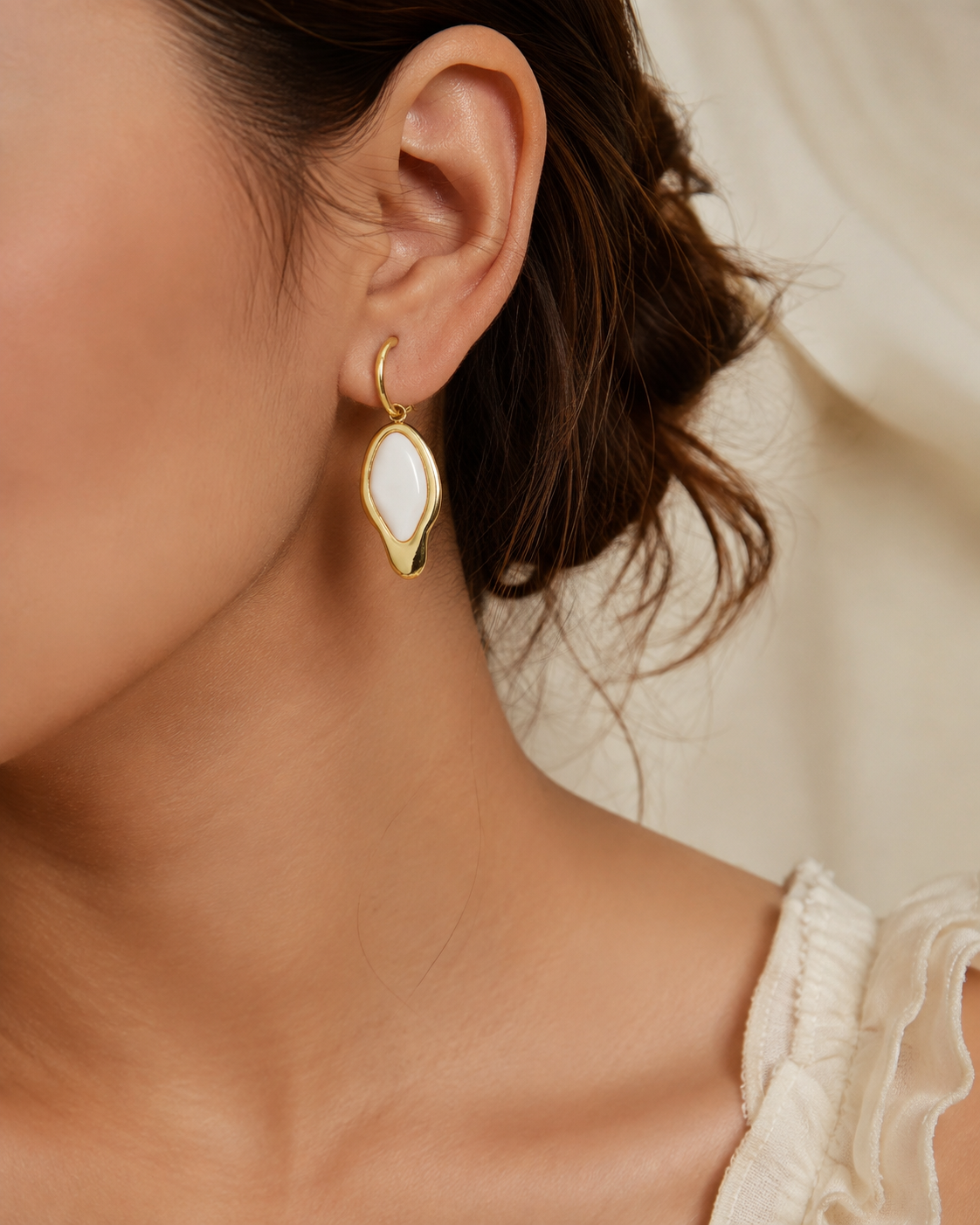 Elegant Organic Marquise Drop Earrings