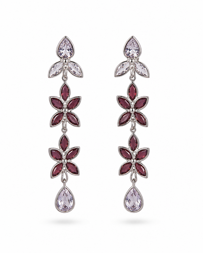Floral Cascade Amethyst & Crystal Drop Earrings