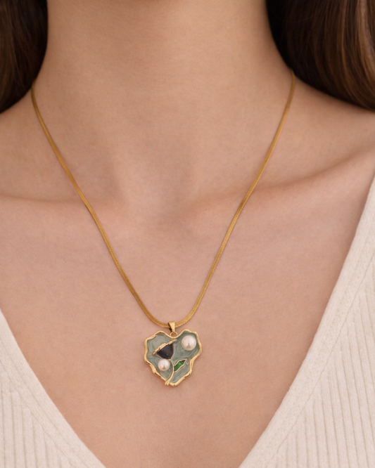 Enchanted Heart Pearl Pendant Necklace