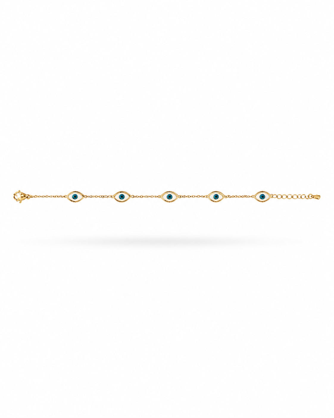 Gold Evil Eye Station Chain Bracelet