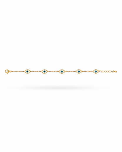 Gold Evil Eye Station Chain Bracelet