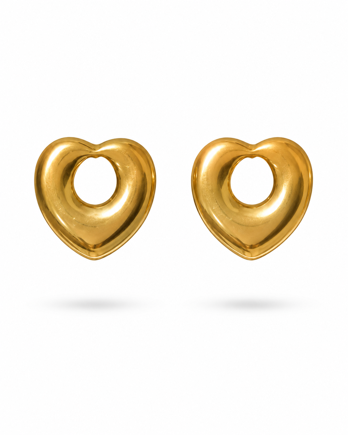 Hollow Puffy Heart Stud Earrings
