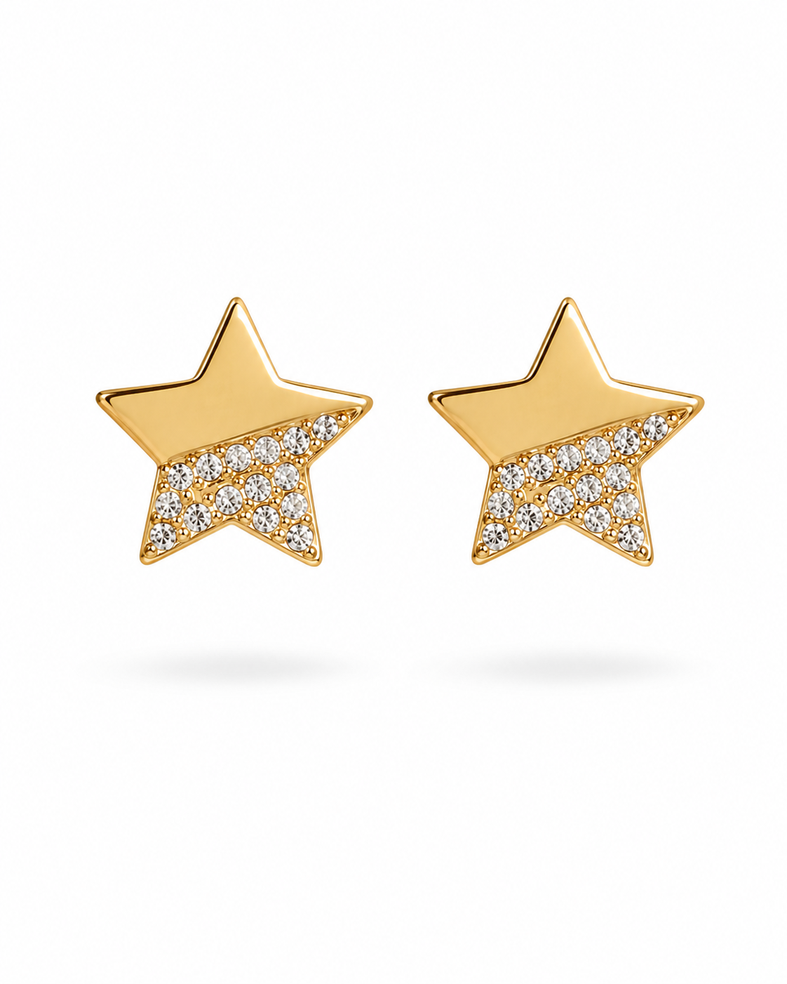 Half-Pave Celestial Star Stud Earrings