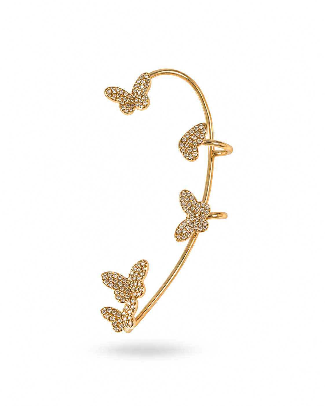 Golden Butterfly Pave Ear Cuff & Stud Set
