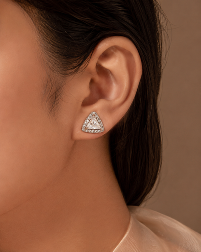 Trillion Halo Stud Earrings
