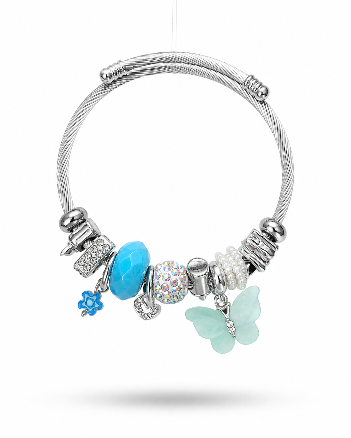 Ocean Breeze Butterfly Charm Bangle