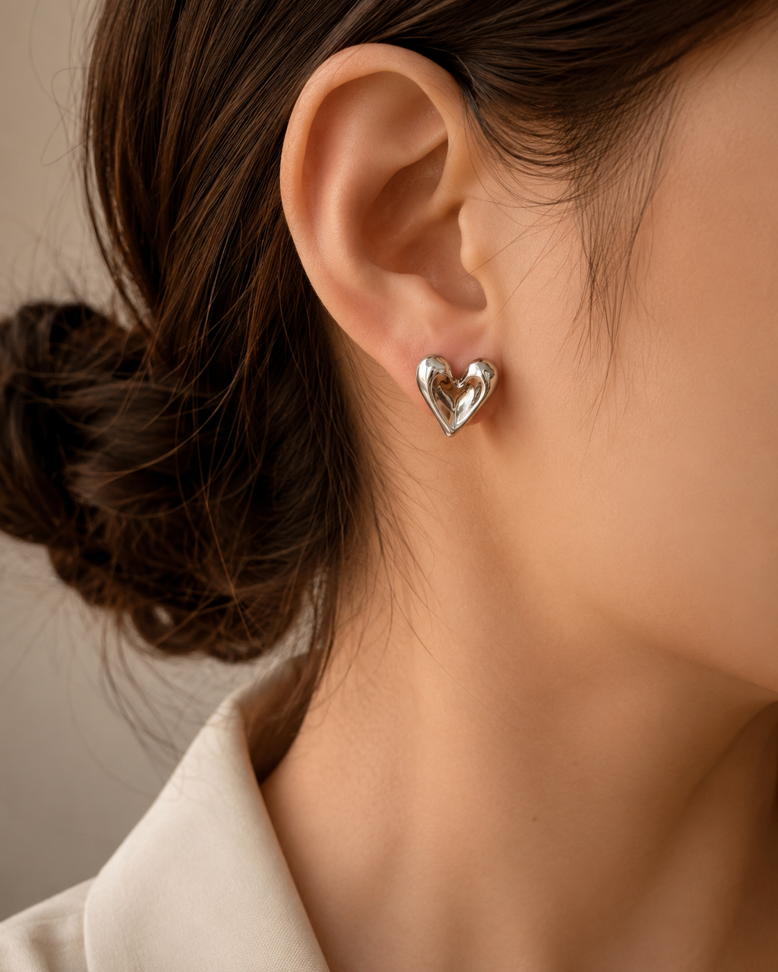 Puffy Heart Stud Earrings