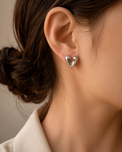 Puffy Heart Stud Earrings