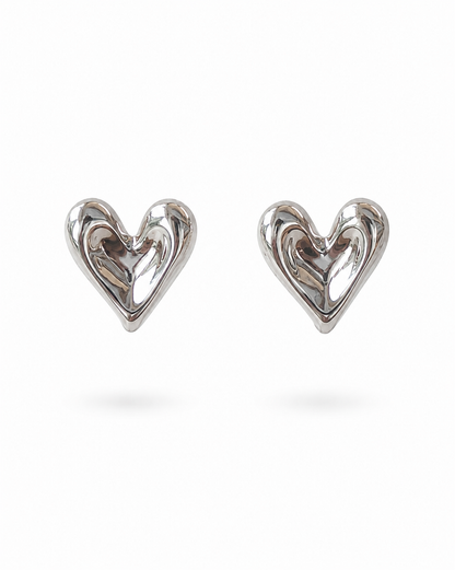 Puffy Heart Stud Earrings