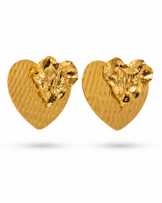 Layered Texture Heart Earrings