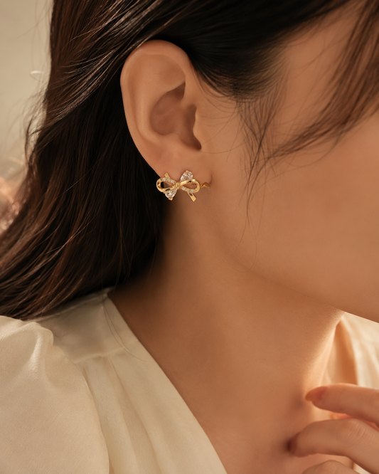 Aria Crystal Bow Stud Earrings