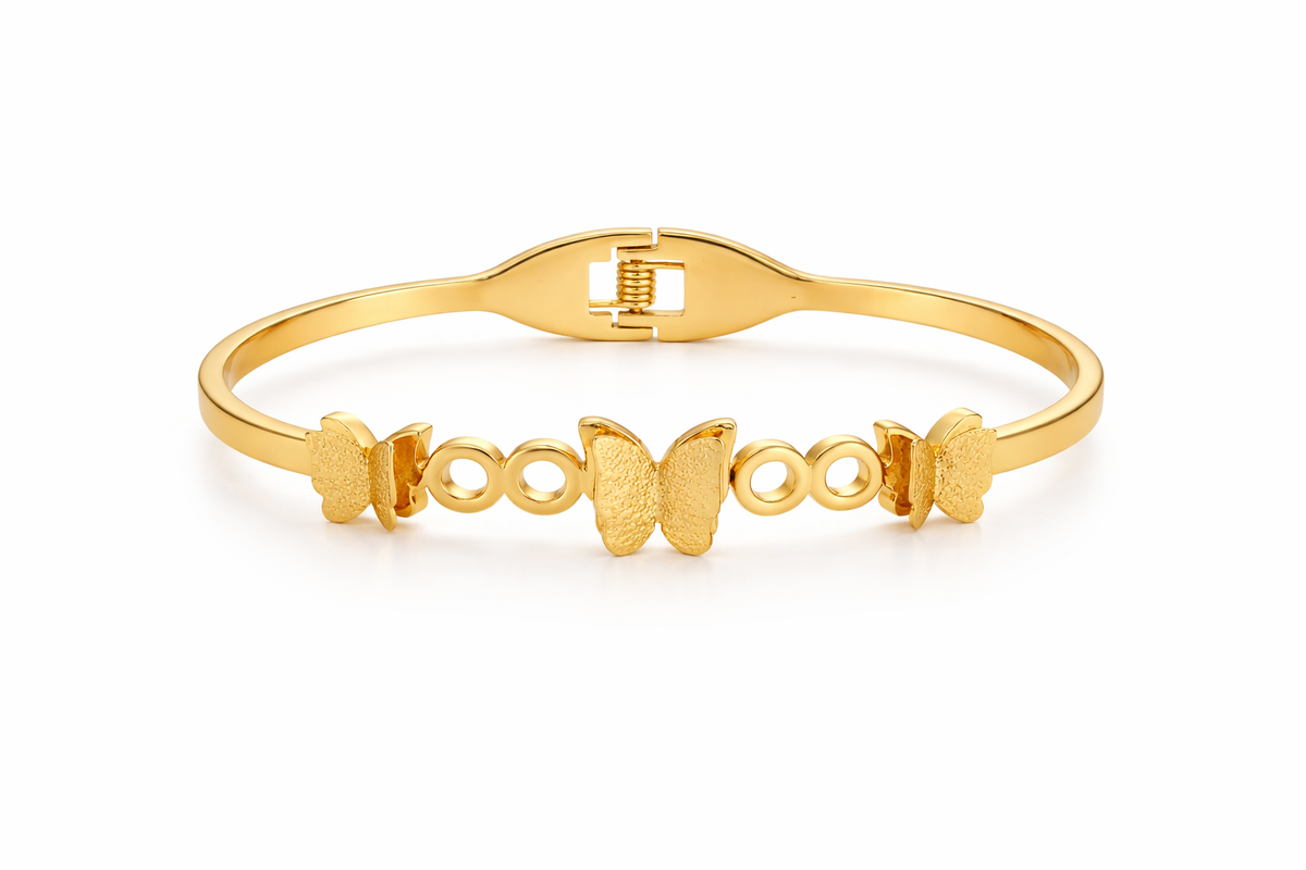 Gold Multi Butterfly Link Bangle Bracelet