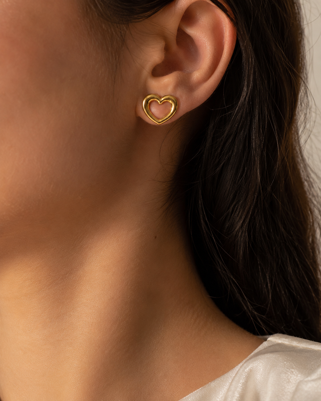 Open Heart Stud Earrings