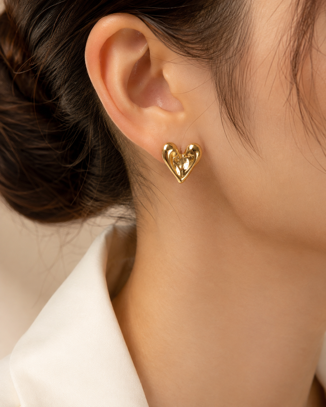 Puffy Heart Stud Earrings