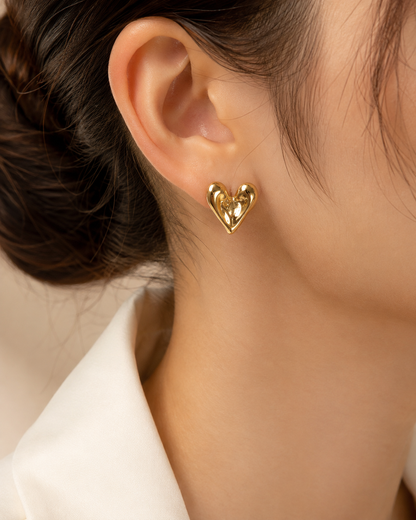 Puffy Heart Stud Earrings