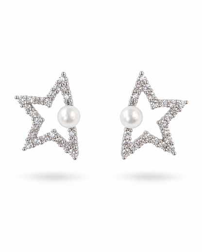 Celestial Radiance Star & Pearl Earrings