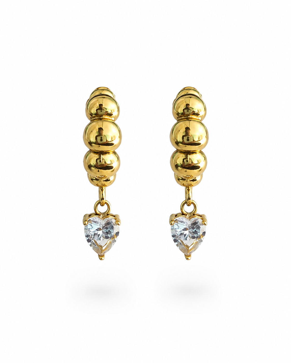 Golden Globe Heart Drop Earrings