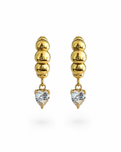 Golden Globe Heart Drop Earrings