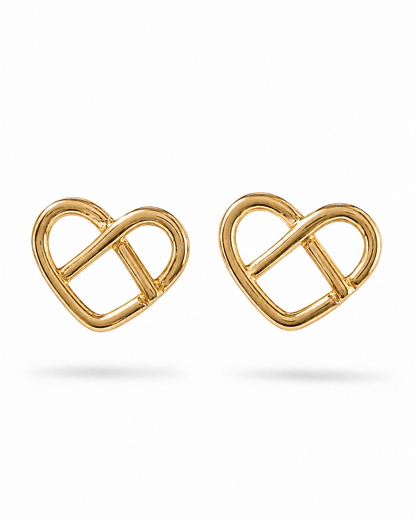 Intertwined Open-Heart Stud Earrings