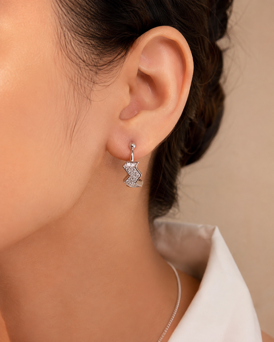 Sparkling Geometric Zig-Zag Drop Earrings