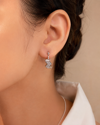 Sparkling Geometric Zig-Zag Drop Earrings