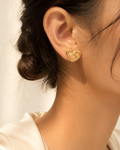 Intertwined Open-Heart Stud Earrings