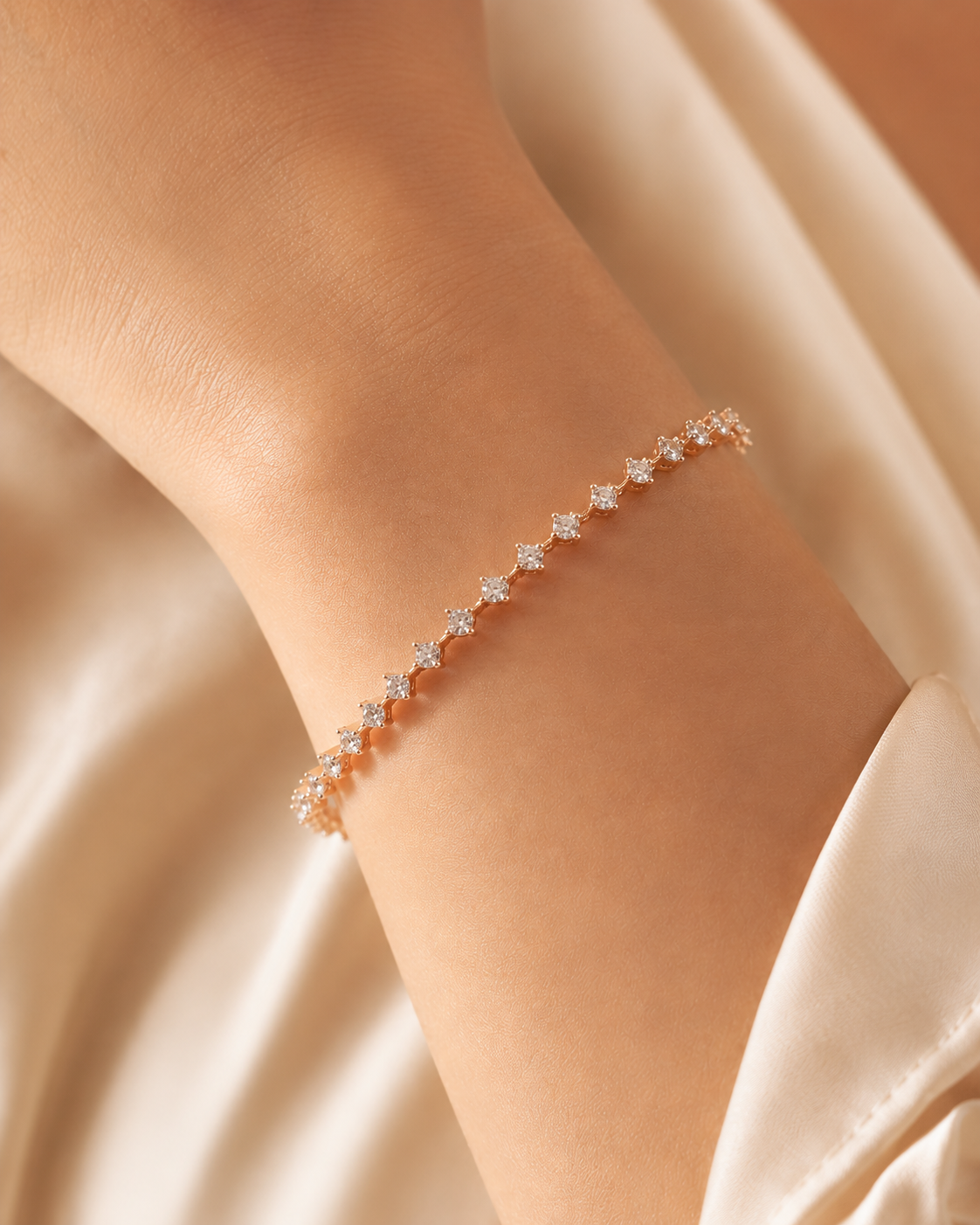 Sparkling Zig-Zag Solitaire Tennis Bracelet