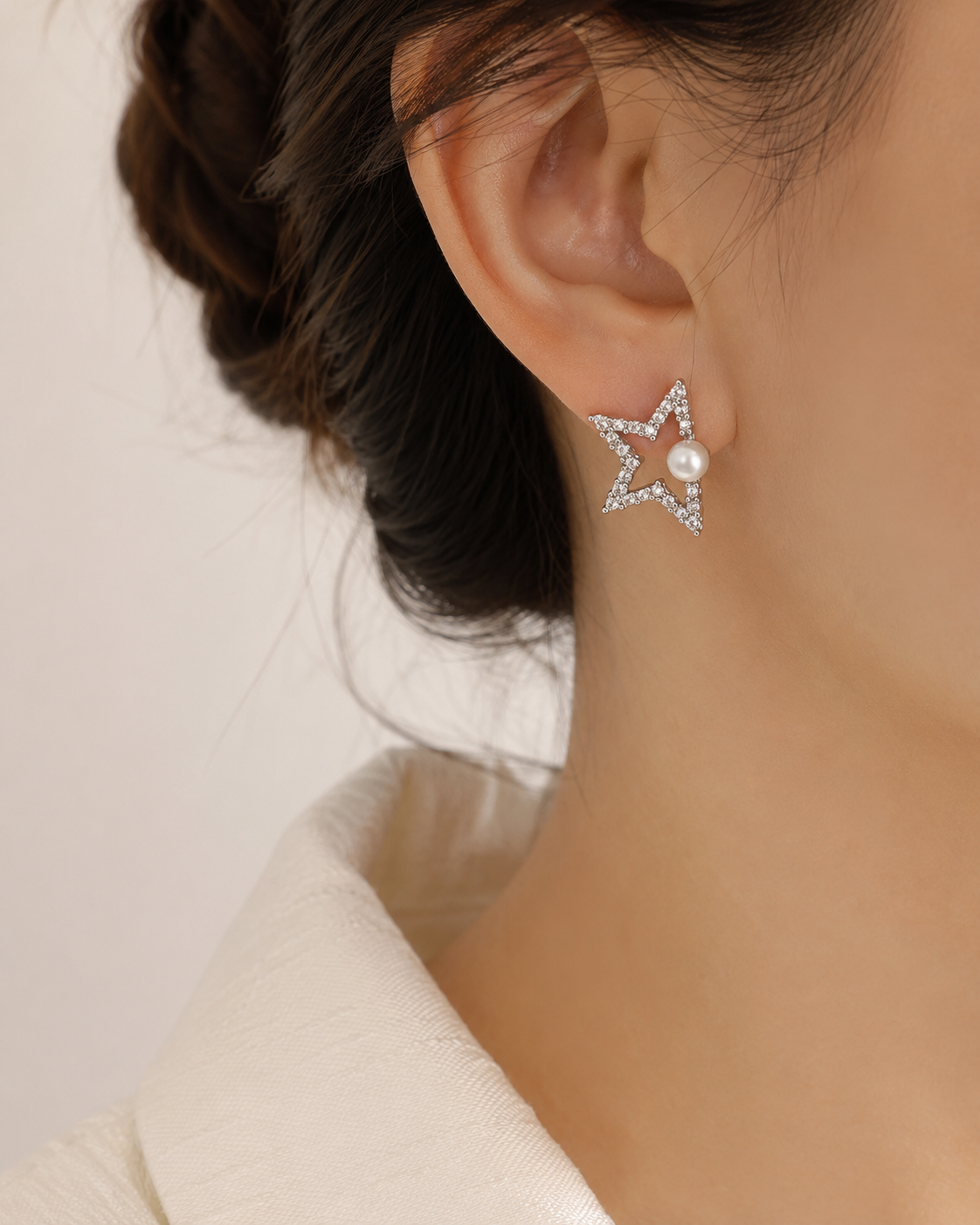 Celestial Radiance Star & Pearl Earrings
