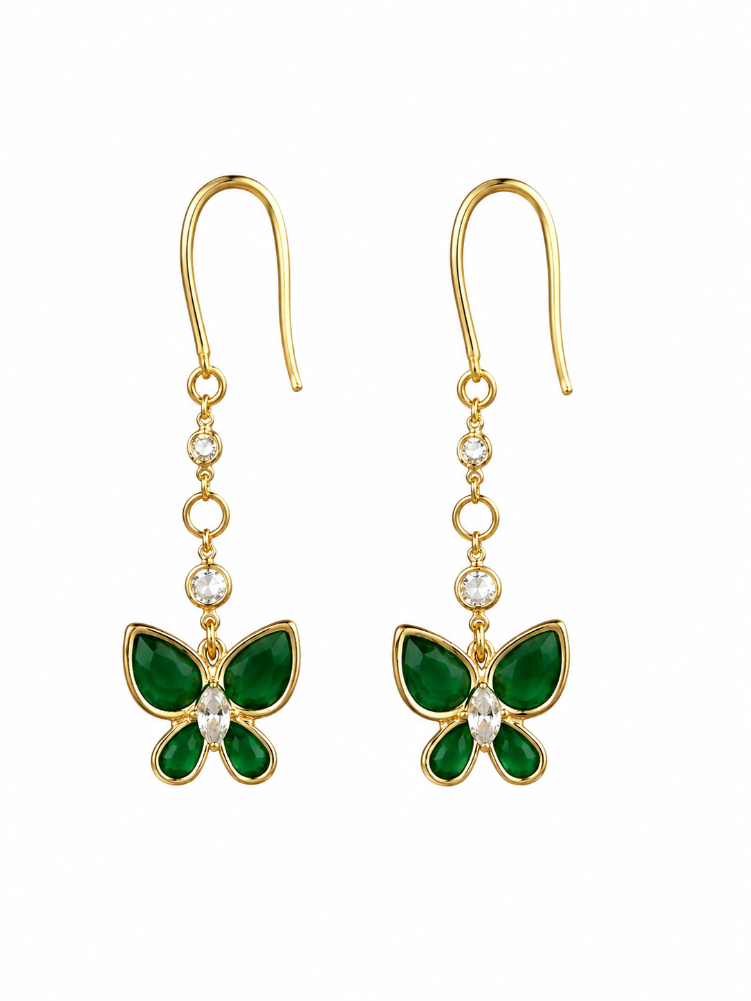 Emerald Butterfly Drop Earrings