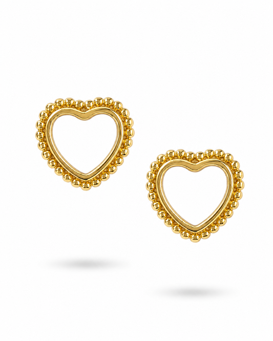 Beaded Open Heart Stud Earrings