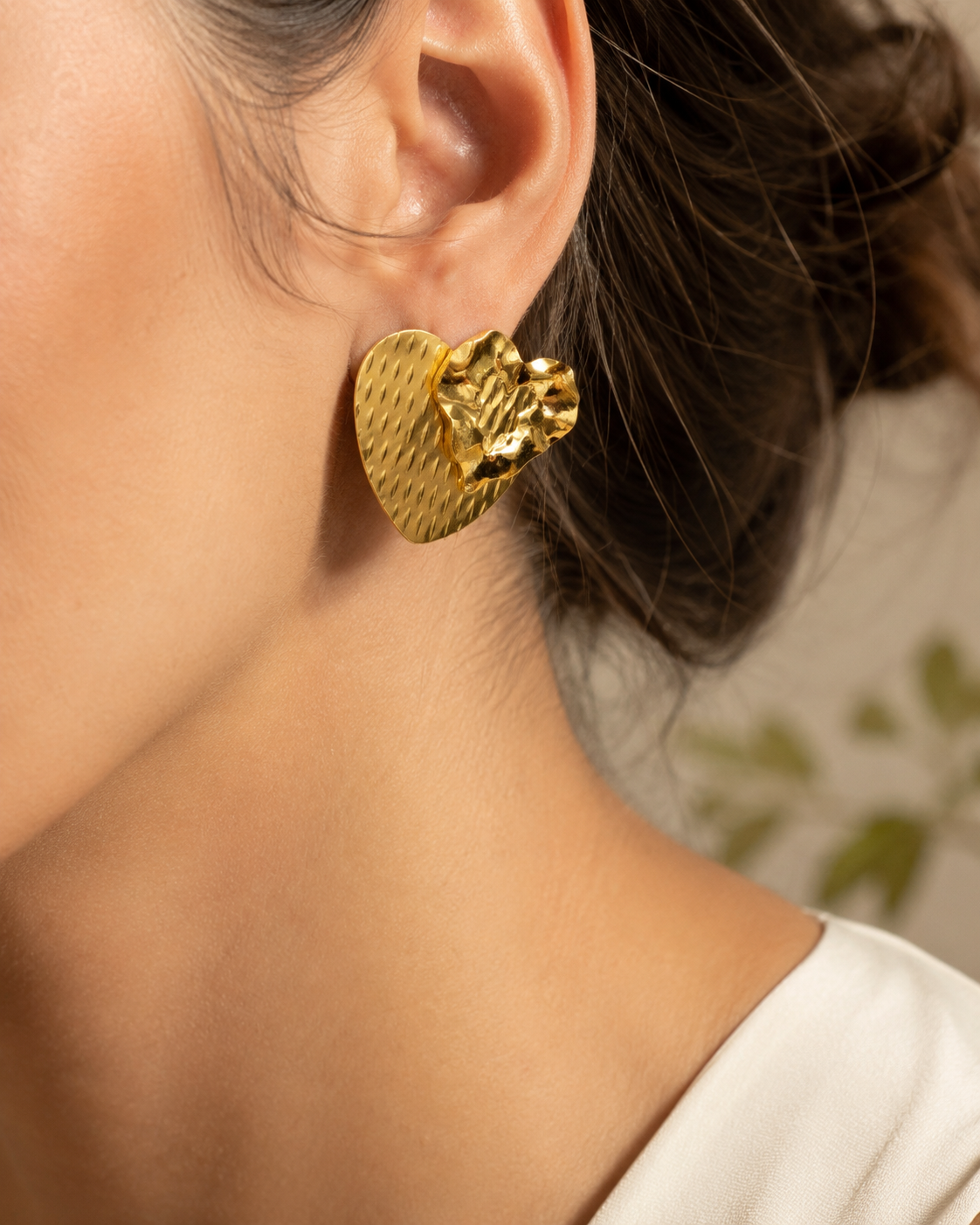 Layered Texture Heart Earrings