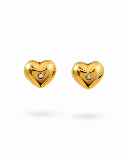 Sparkling Crystal Embedded Heart Earrings