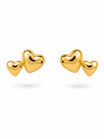 Double Heart Stud Earrings