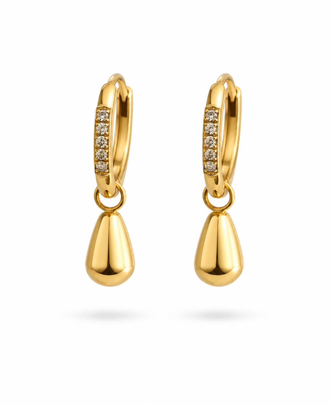 Sparkling Waterdrop Charm Hoop Earrings