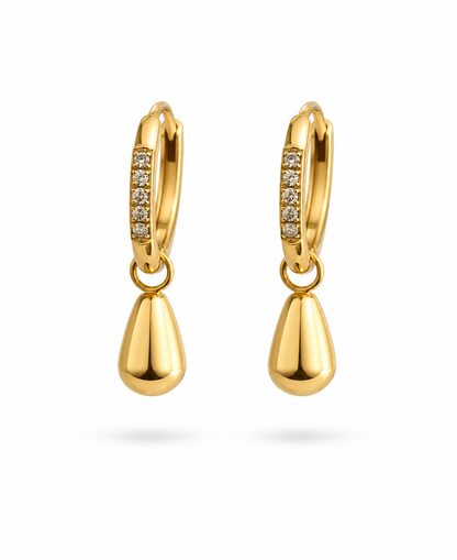 Sparkling Waterdrop Charm Hoop Earrings