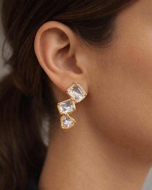 Geometric Cascading Crystal Drop Earrings