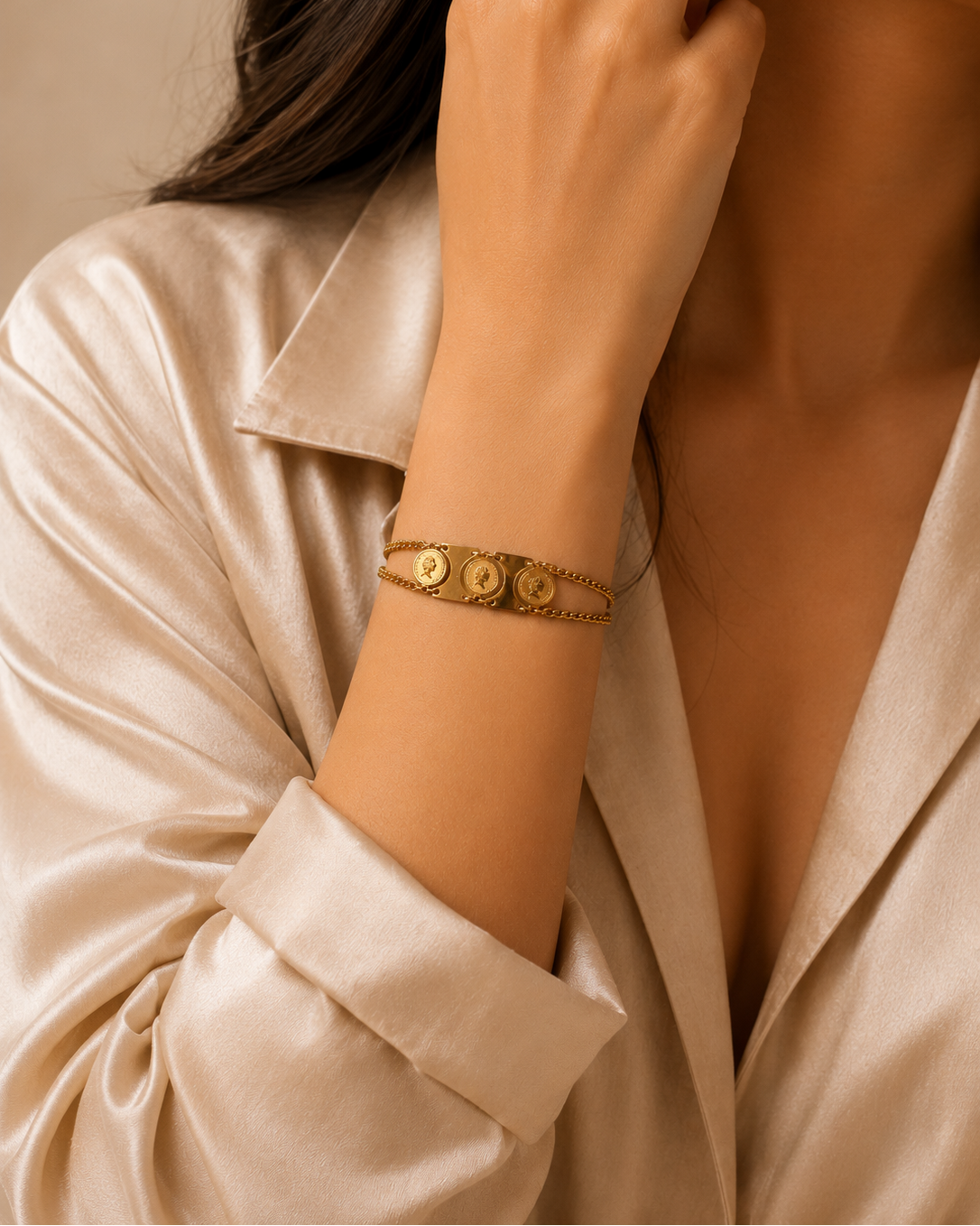 Vintage Coin Medallion Chain Bracelet