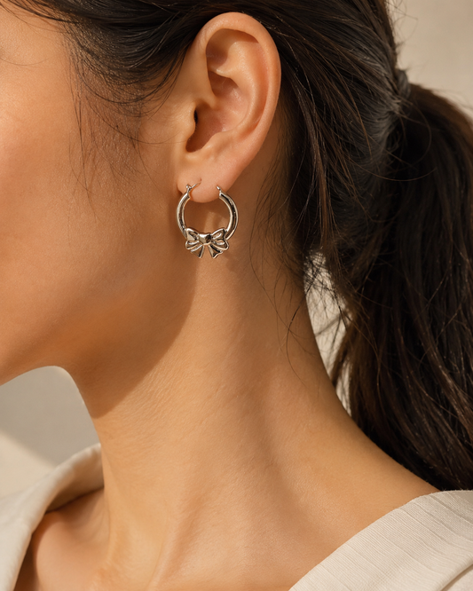 Adeline Bow Huggie Hoop Earrings
