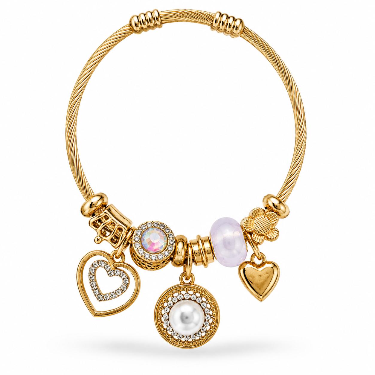 Golden Luxe Pearl & Crystal Charm Pandora