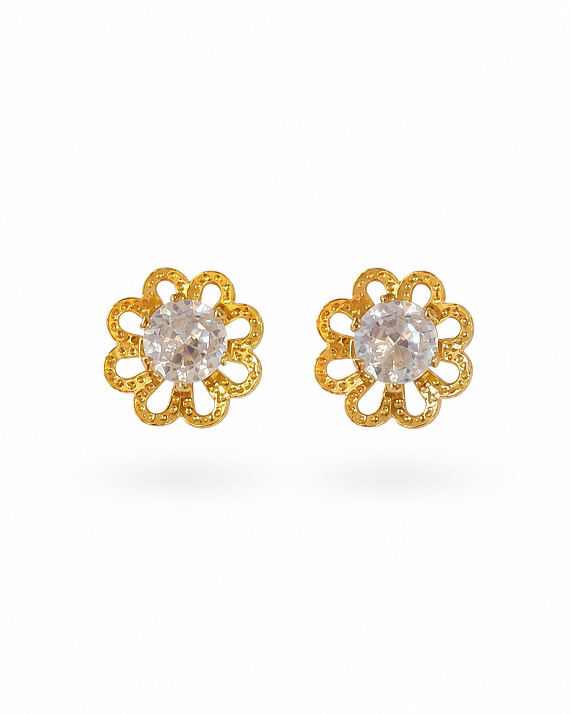 Vintage Petal Crystal Stud Earrings